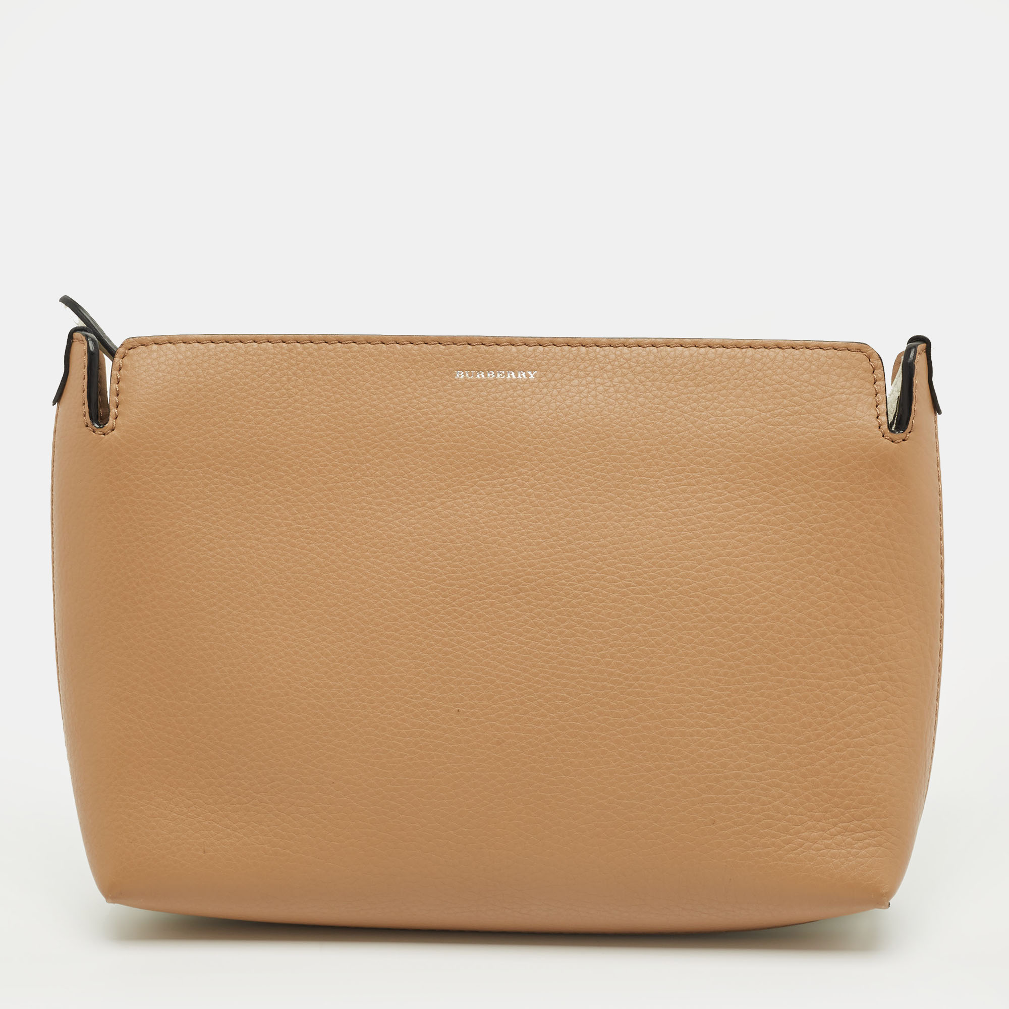 Pre-owned Burberry Brown/white Leather Medium Clutch
