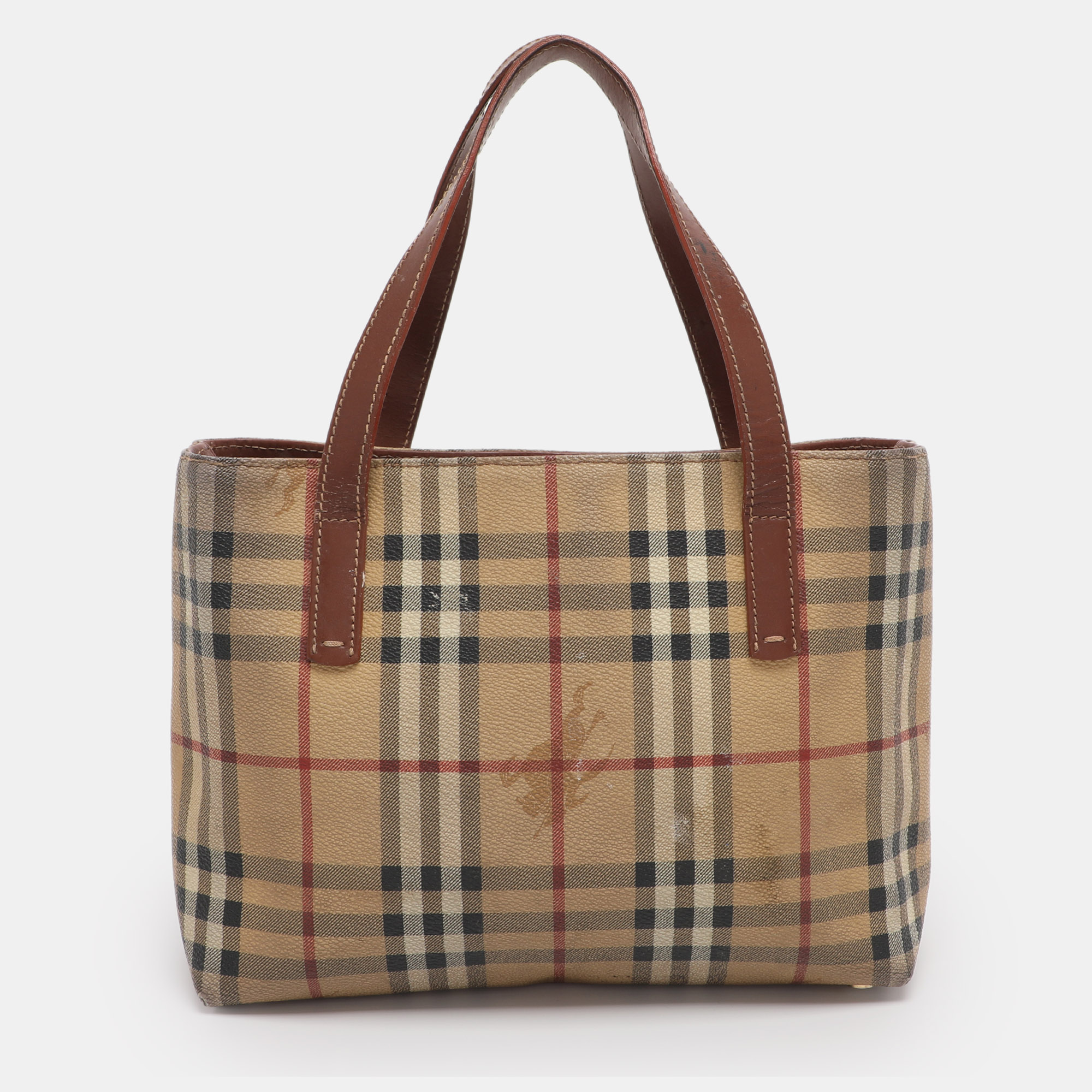 

Burberry Brown/Beige Haymarket Check Coated Canvas Tote