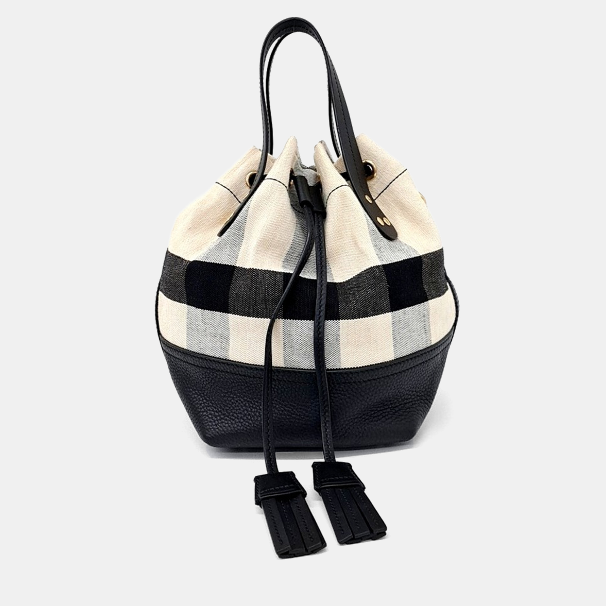 

Burberry Black/White Fabric Heston Bucket Bag Small