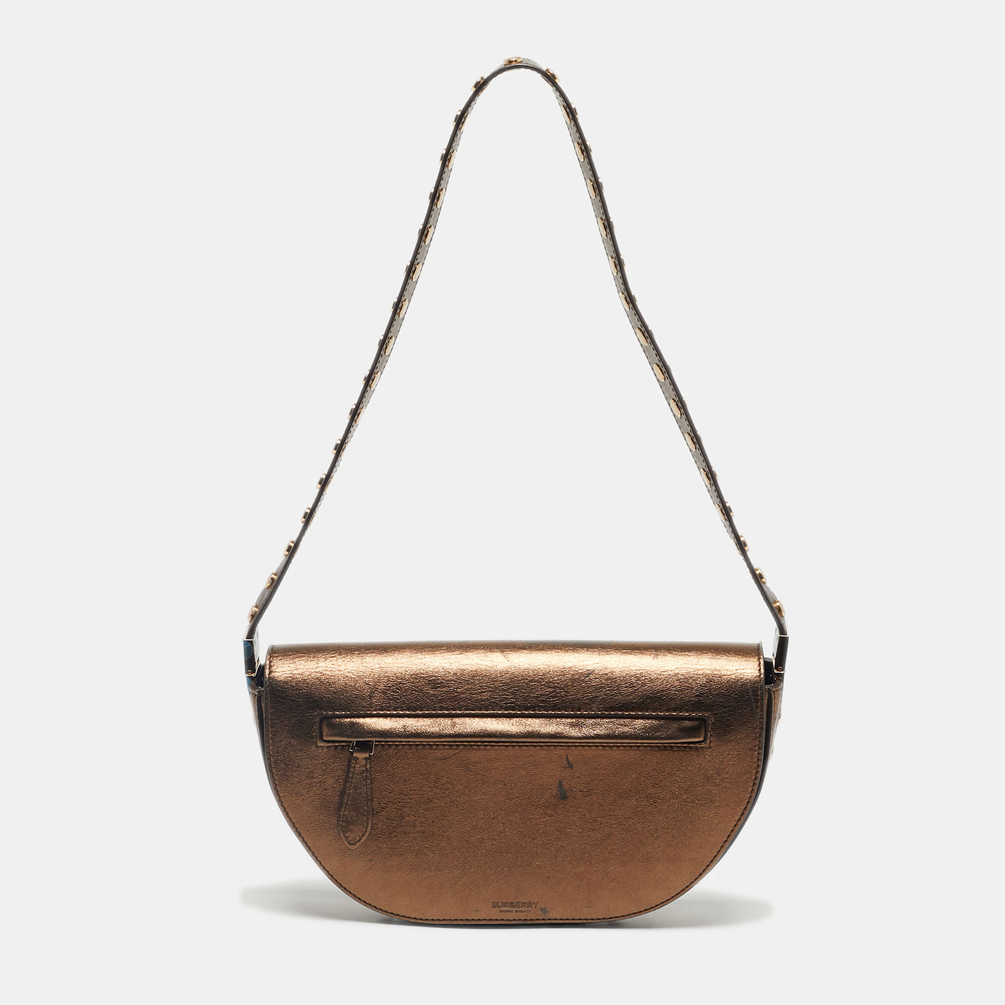 

Burberry Bronze Leather  Studded Olympia Shoulder Bag, Brown