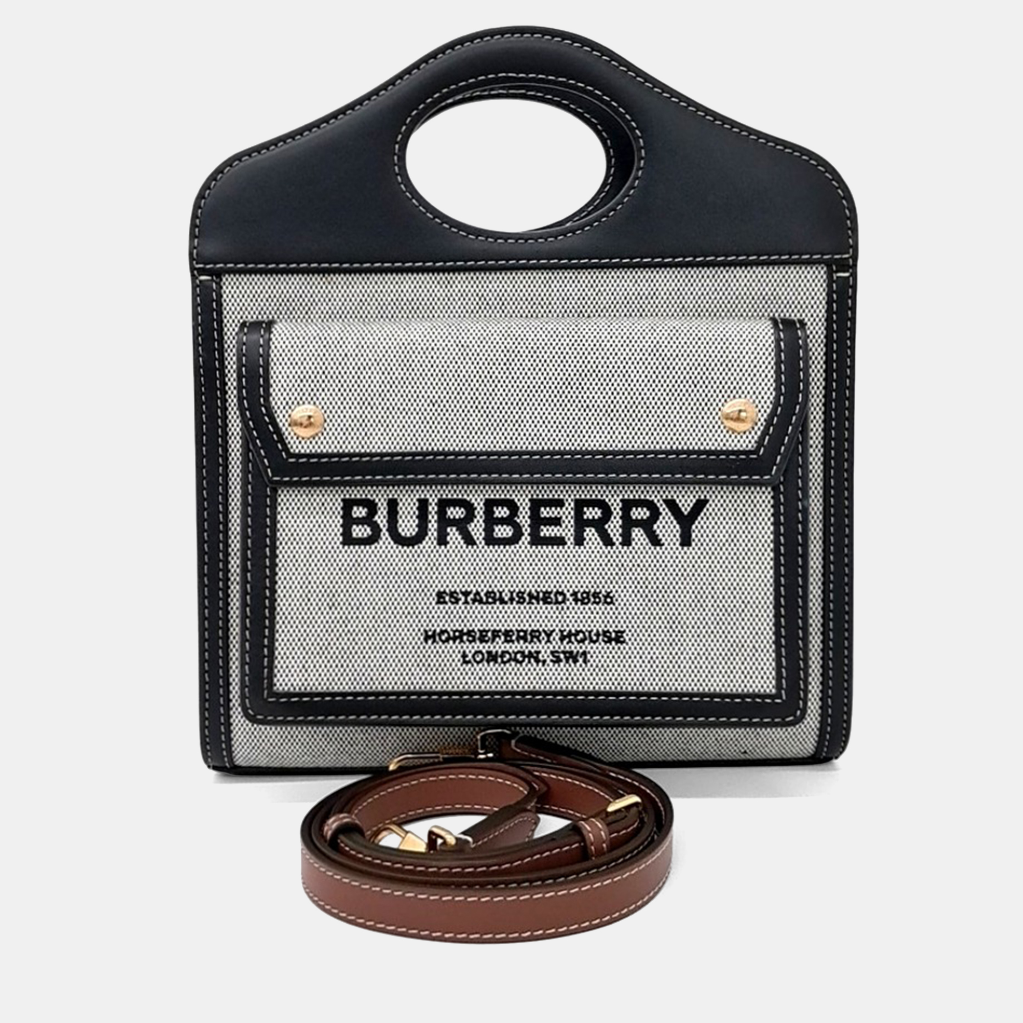 

Burberry Black Grey Fabric Pocket Bag Mini