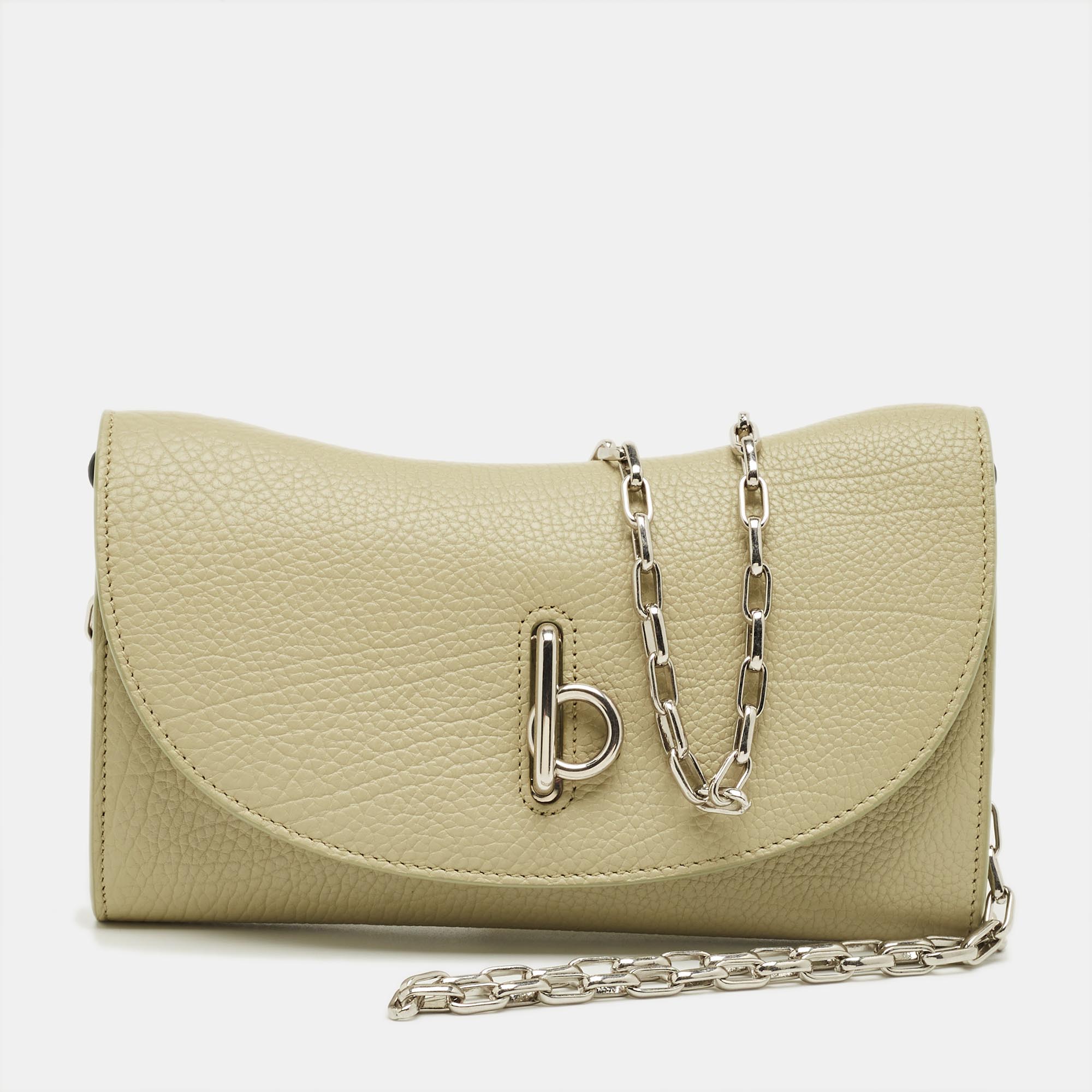 Pre-owned Burberry Oliver Green Leather Rocking Horse Wallet On Chain