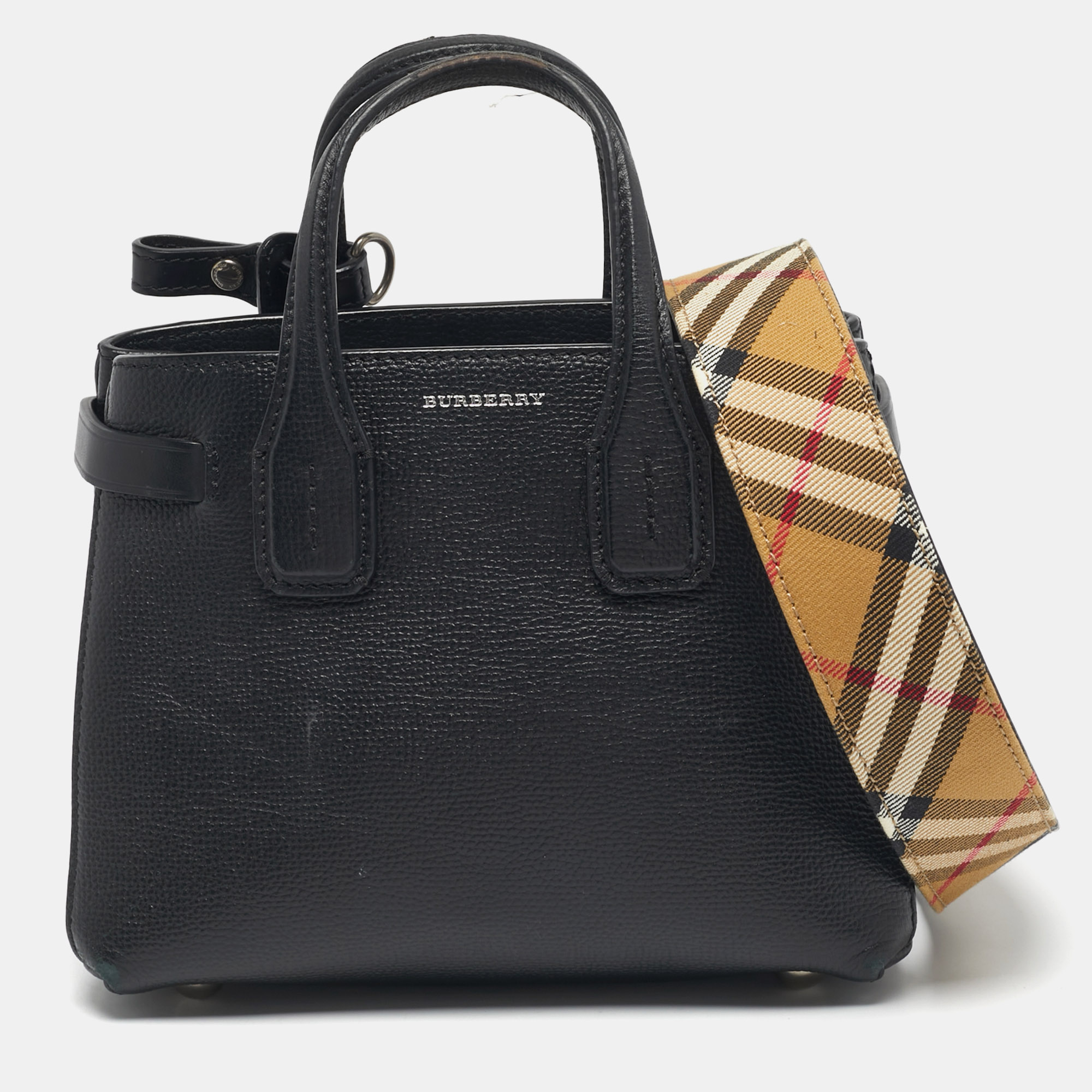

Burberry Black Leather Mini Banner Tote