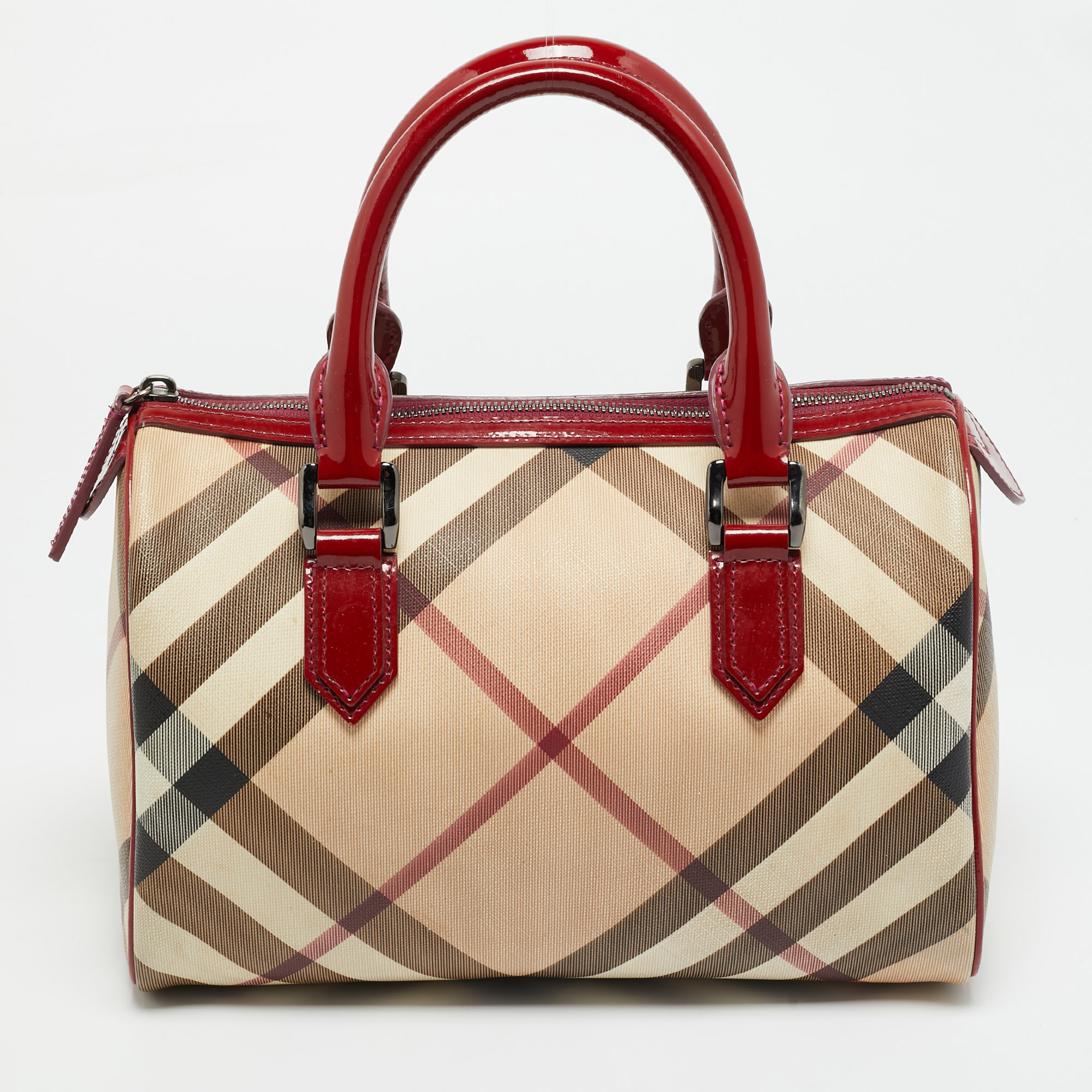 Burberry Chester Red Patent Leather and PVC Satchel