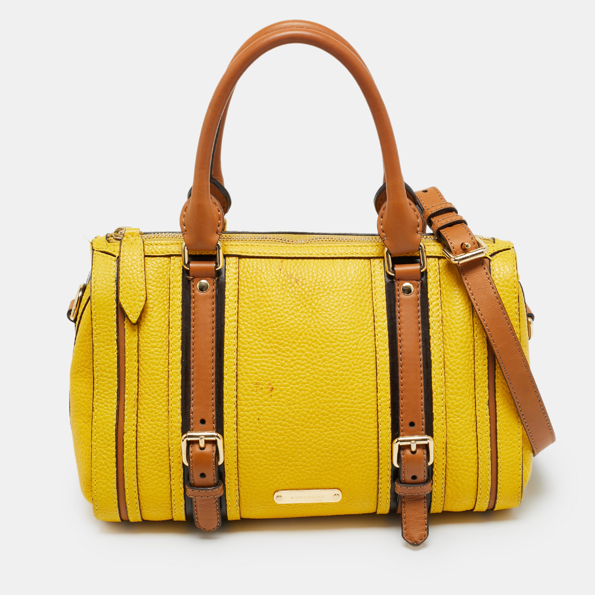 

Burberry Alchester Yellow/Brown Leather Bowler Bag