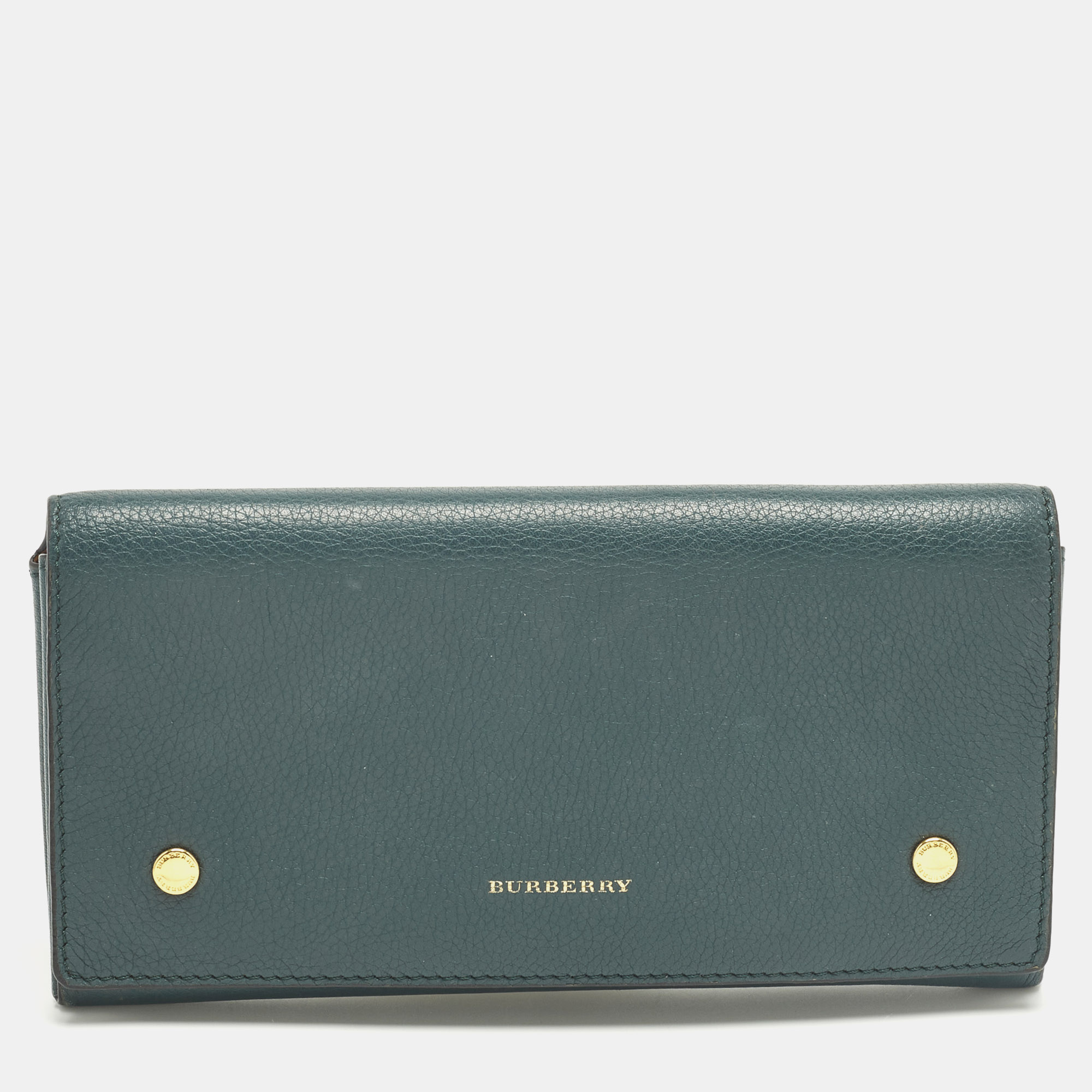 

Burberry Teal Blue Leather Flap Continental Wallet