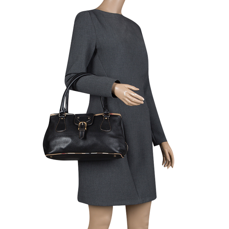 

Burberry Black Leather Buckle Tote