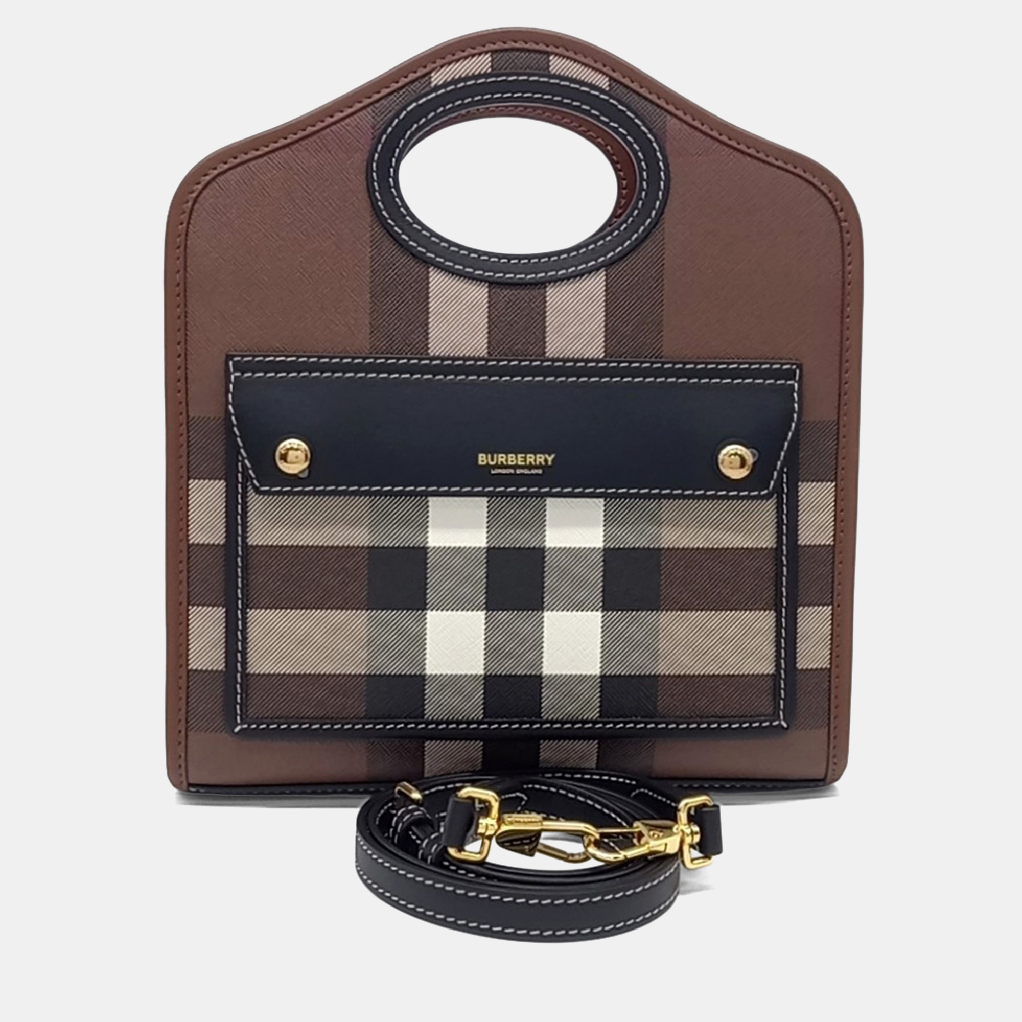 

Burberry Brown Leather and PVC Pocket Bag Mini