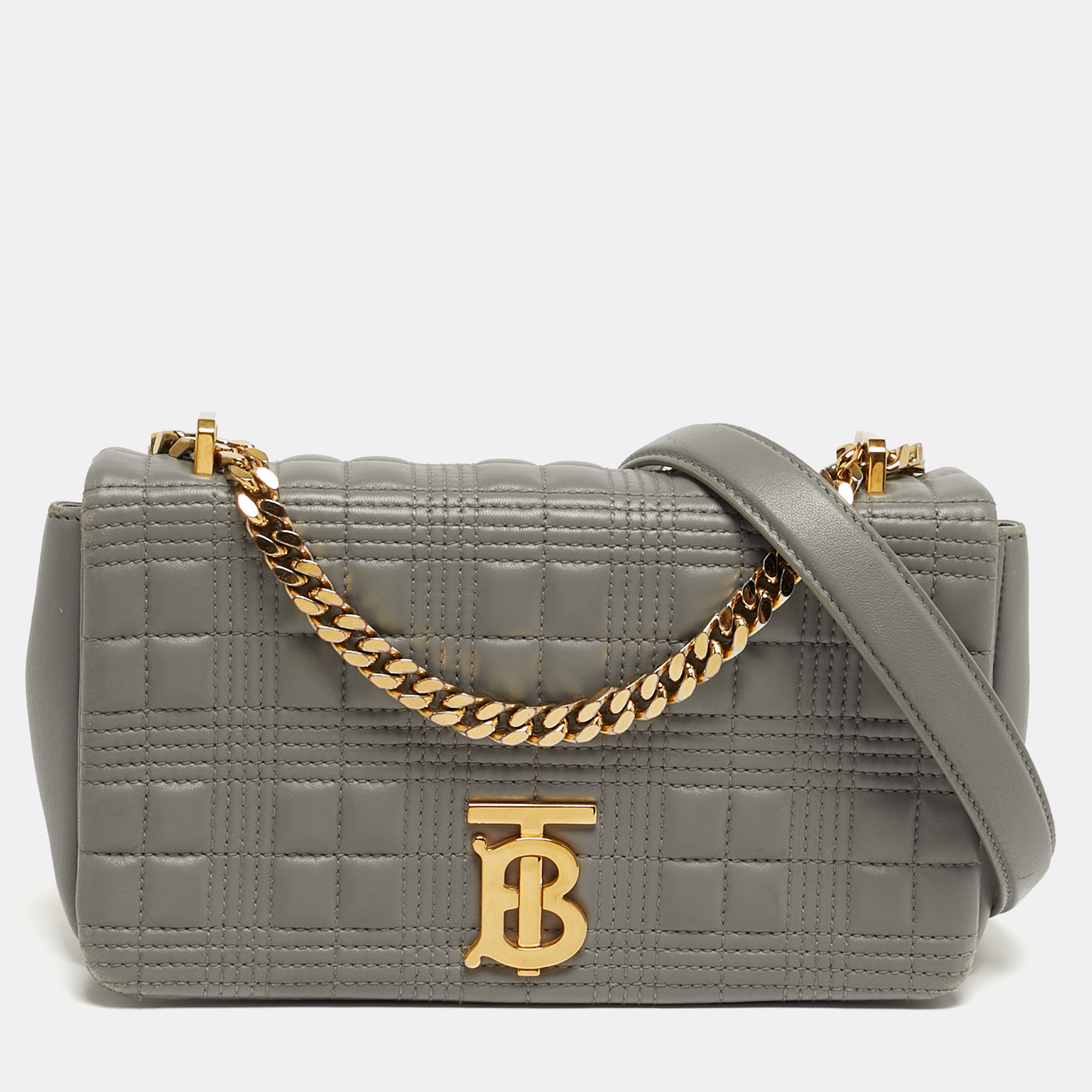 

Burberry Lola  Grey Quilted Leather Shoulder Bag