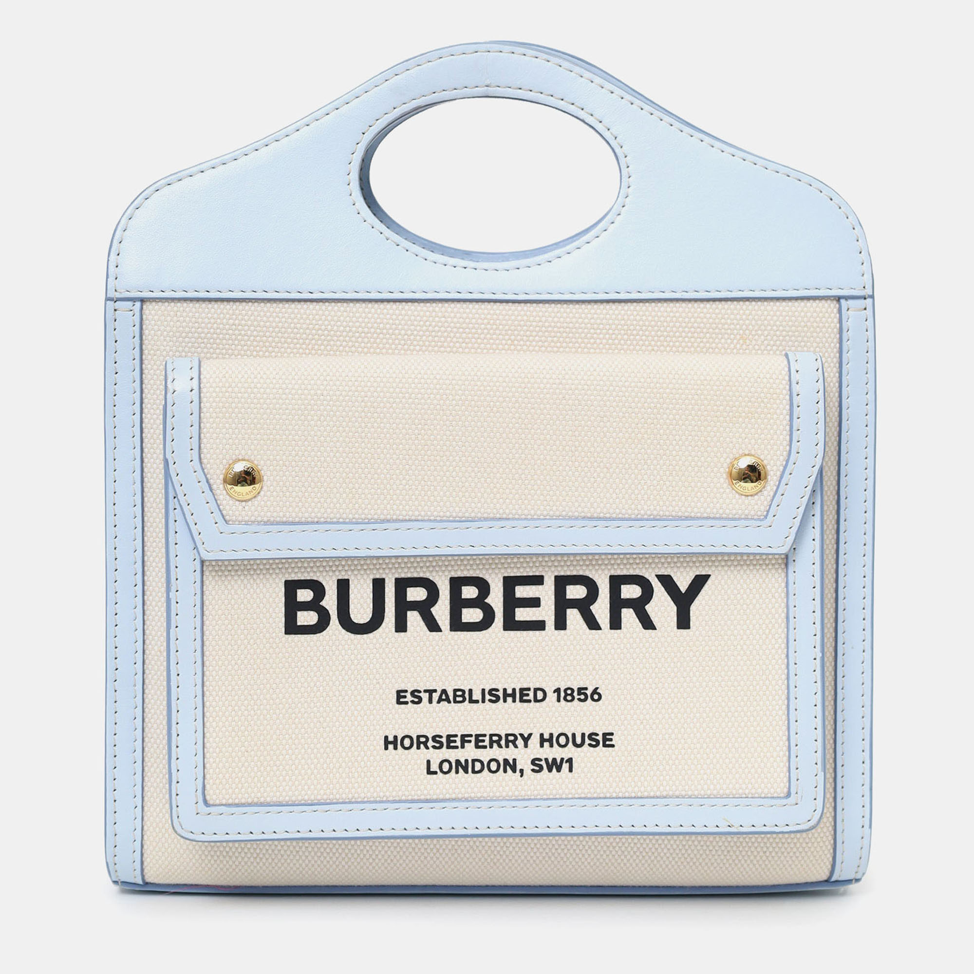 

Burberry Cream/Blue Canvas/Leather Mini Pocket Bag