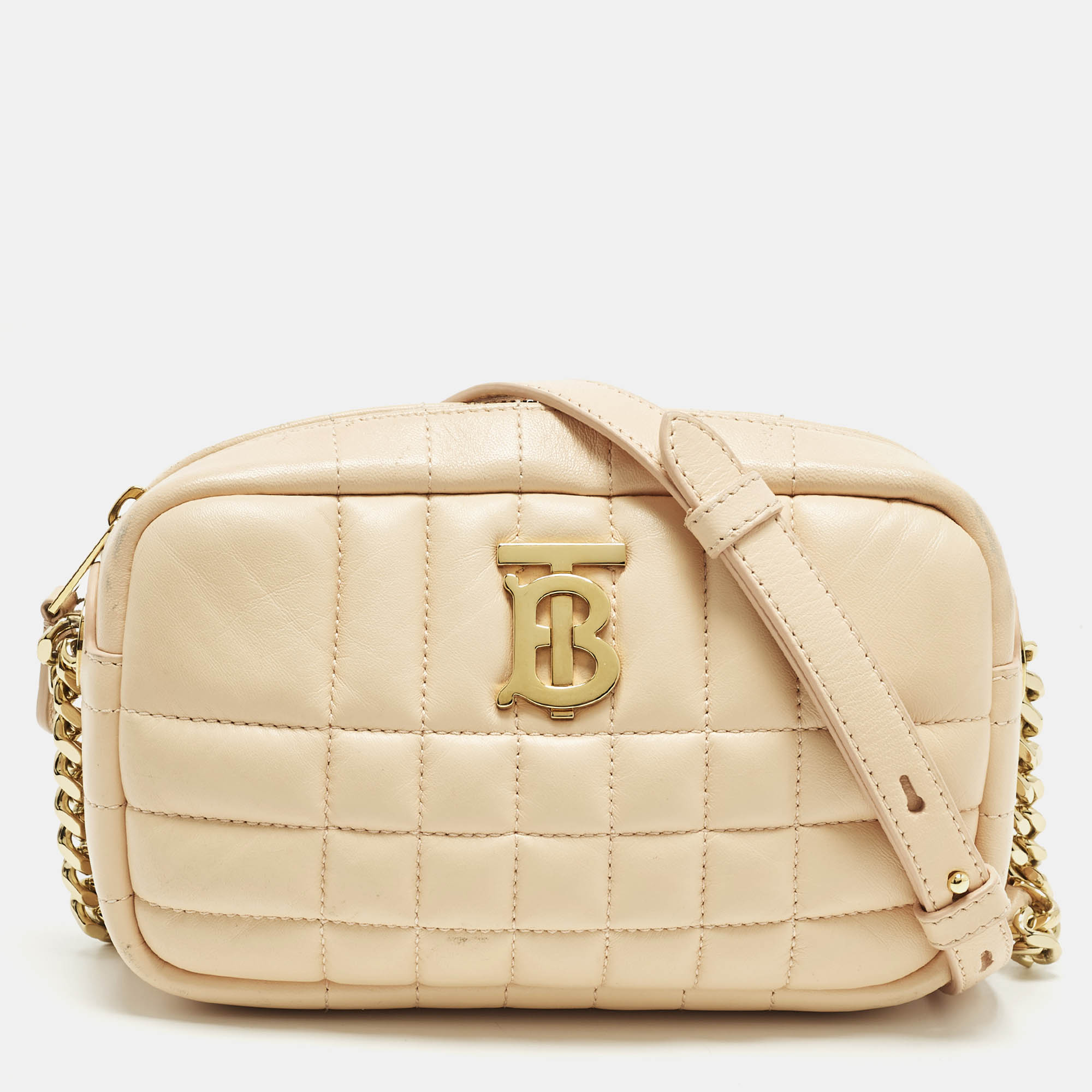 

Burberry Lola Mini Peach Pink Quilted Leather Camera Bag, Orange