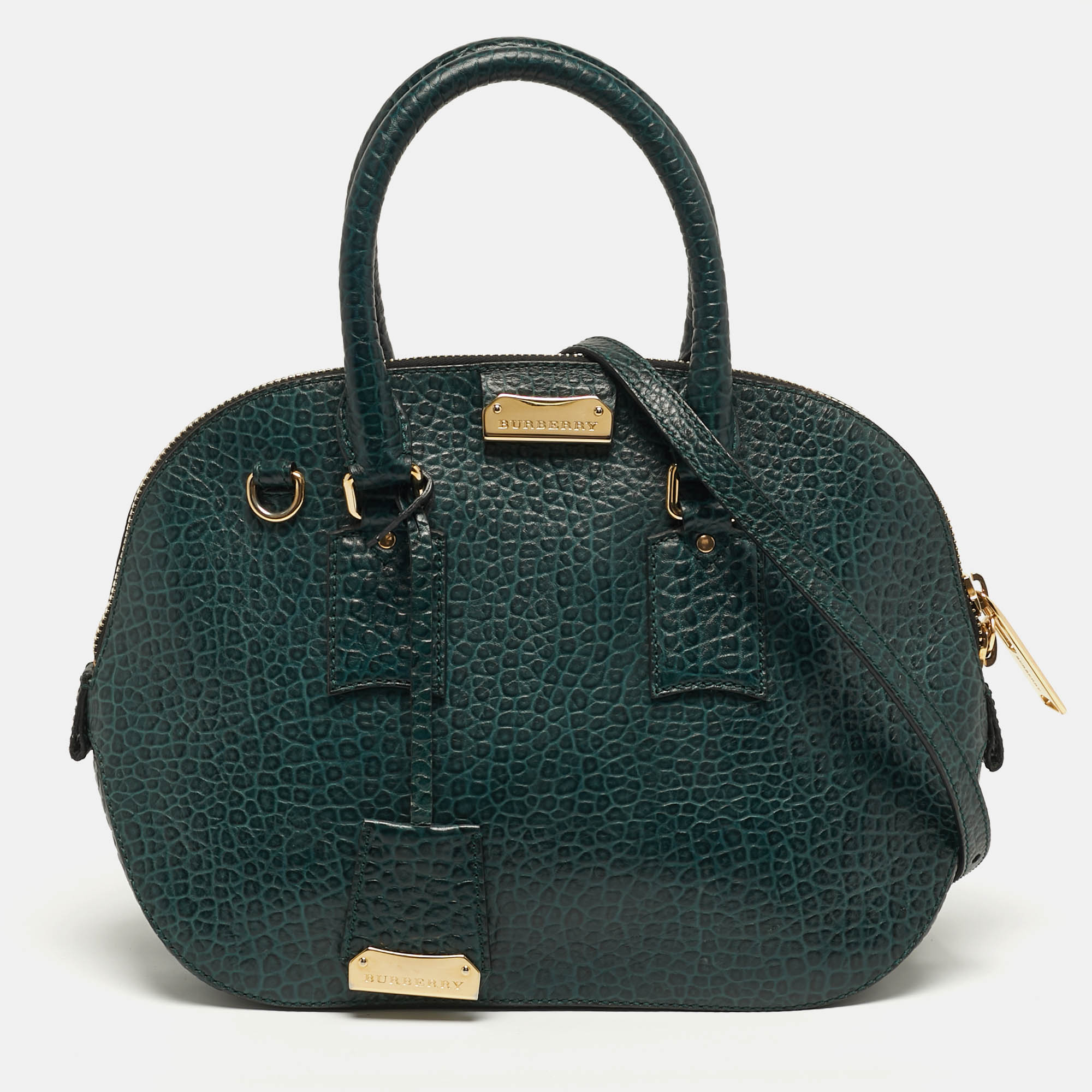 

Burberry Orchard  Green Pebbled Leather Bowler Bag