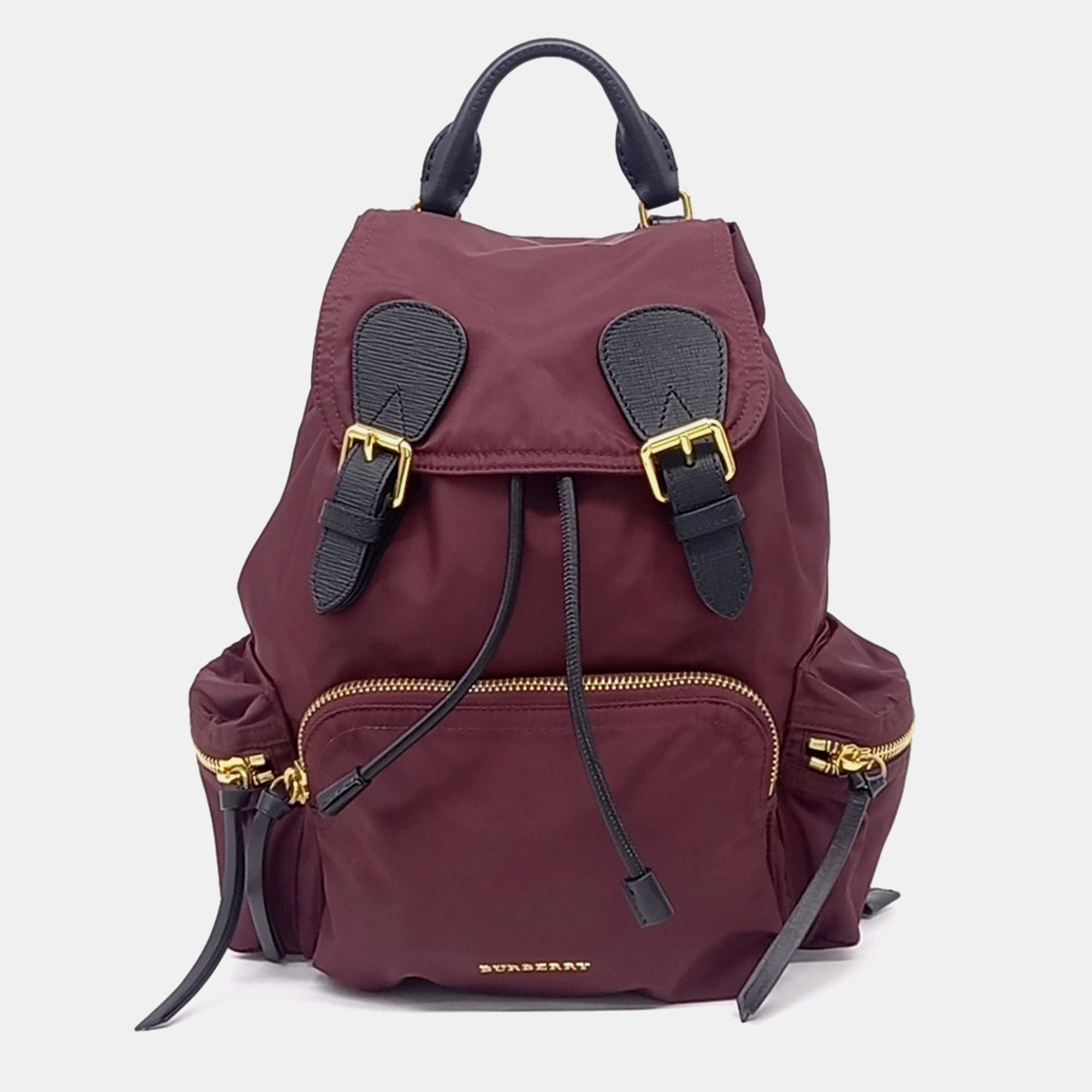 

Burberry Black Burgundy Nylon Rucksack Backpack