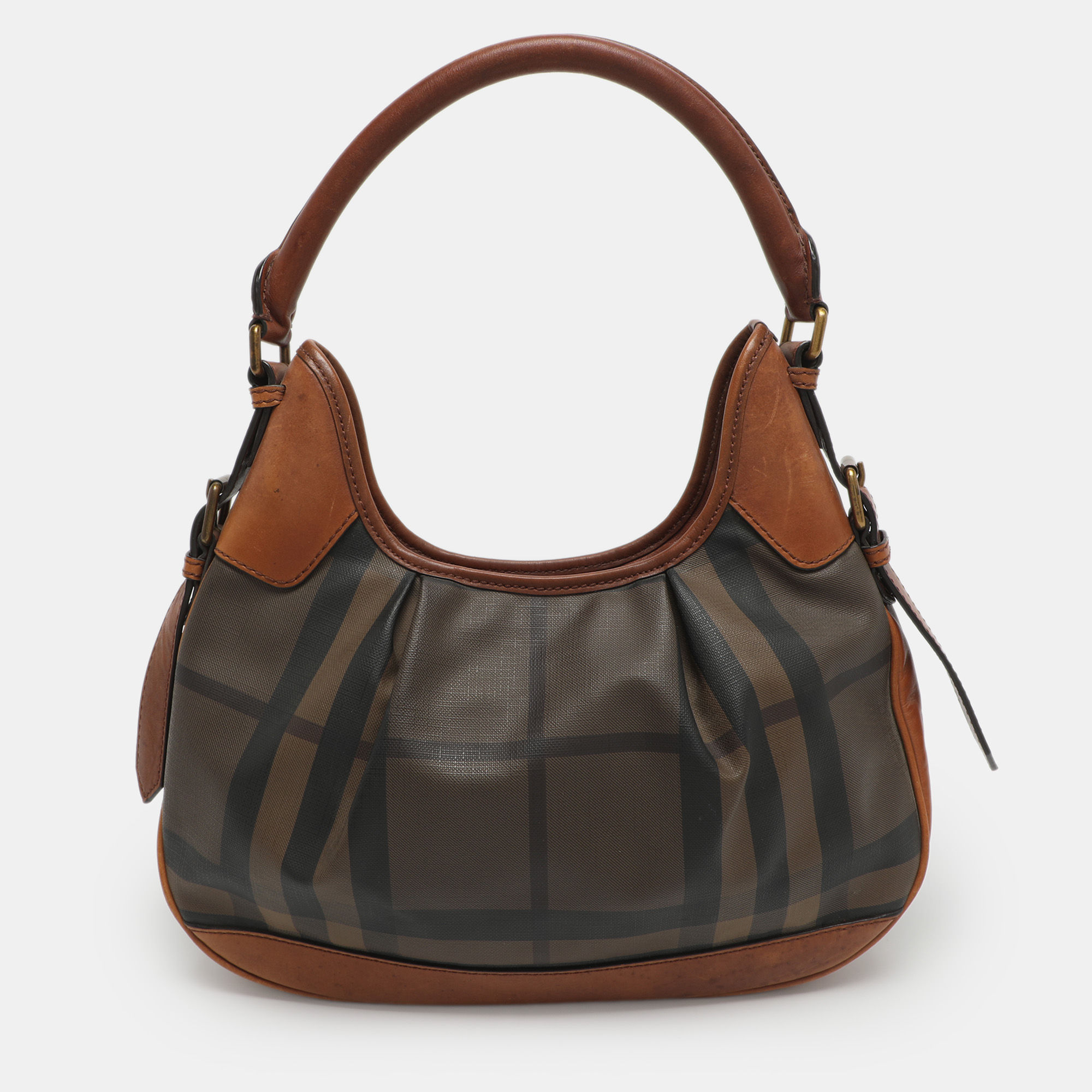 

Burberry Brooklyn Brown House Check PVC and Leather Hobo