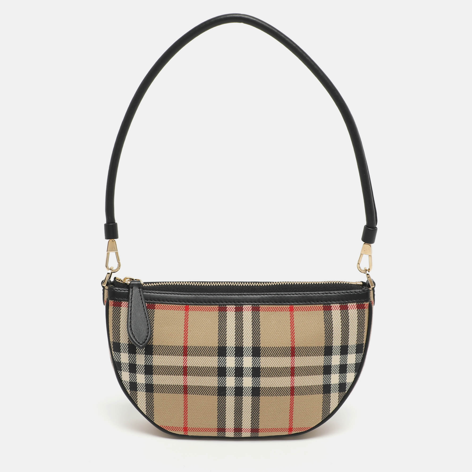 

Burberry Olympia Beige Vintage Check Canvas and Leather Pochette