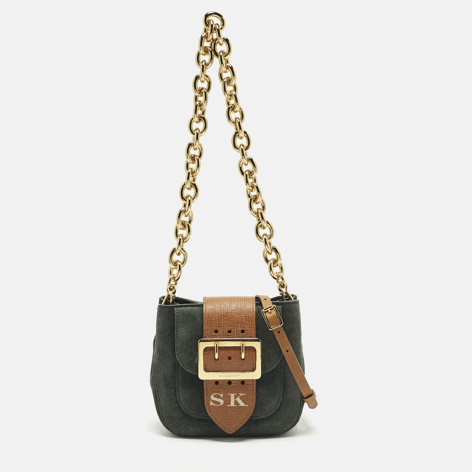 

Burberry Buckle Green/Brown Leather and Suede Crossbody Bag