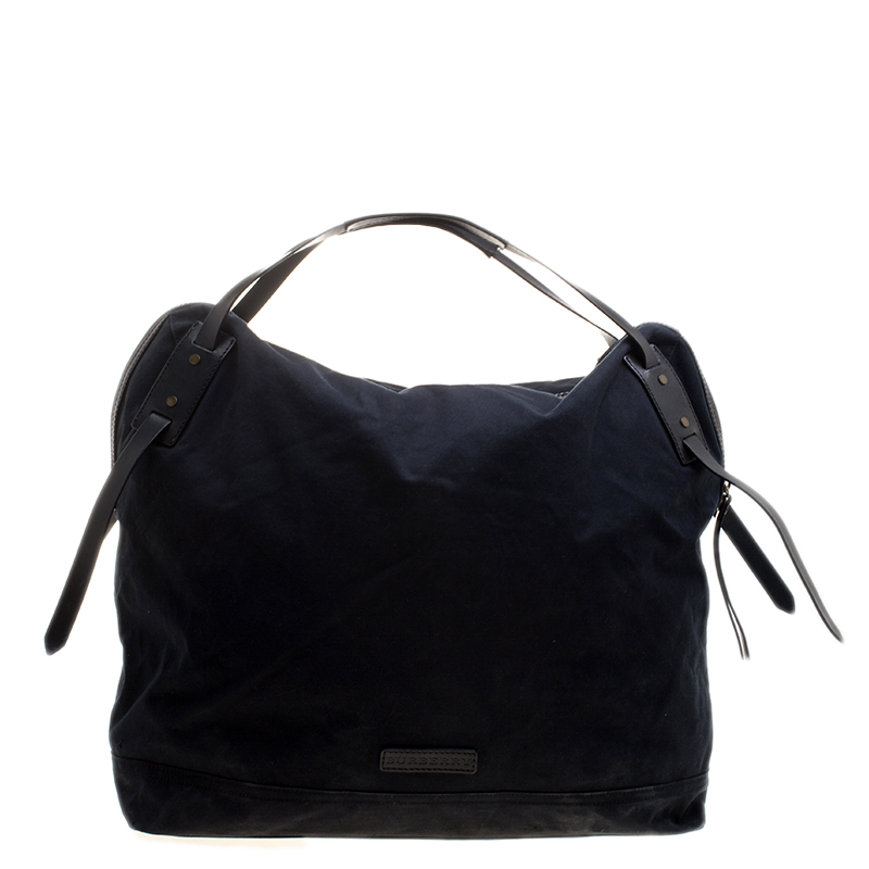 Pre Owned Burberry Black Canvas Large Luggage Tote