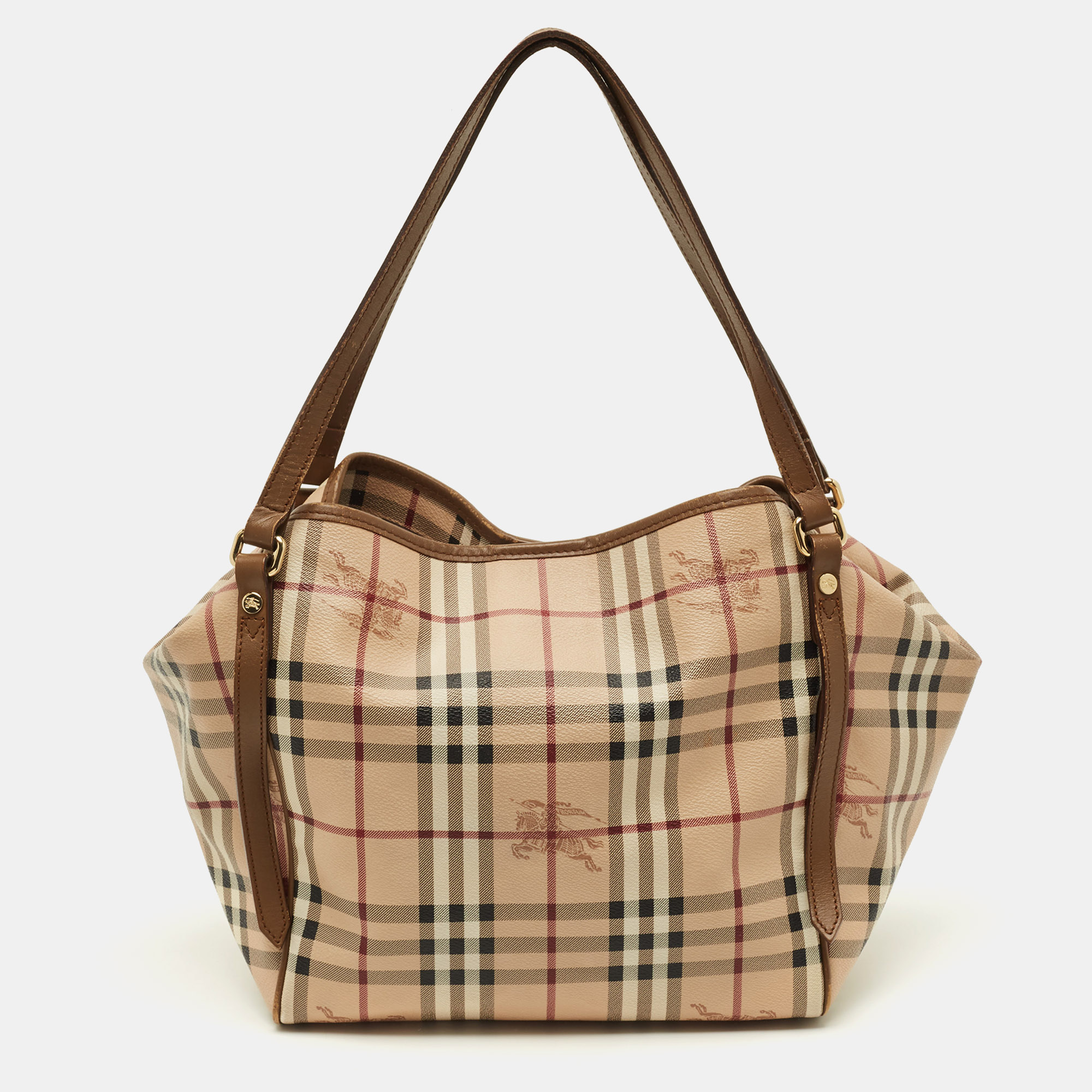 

Burberry Canterbury  Brown/Beige Haymarket Check Coated Canvas and Leather Tote