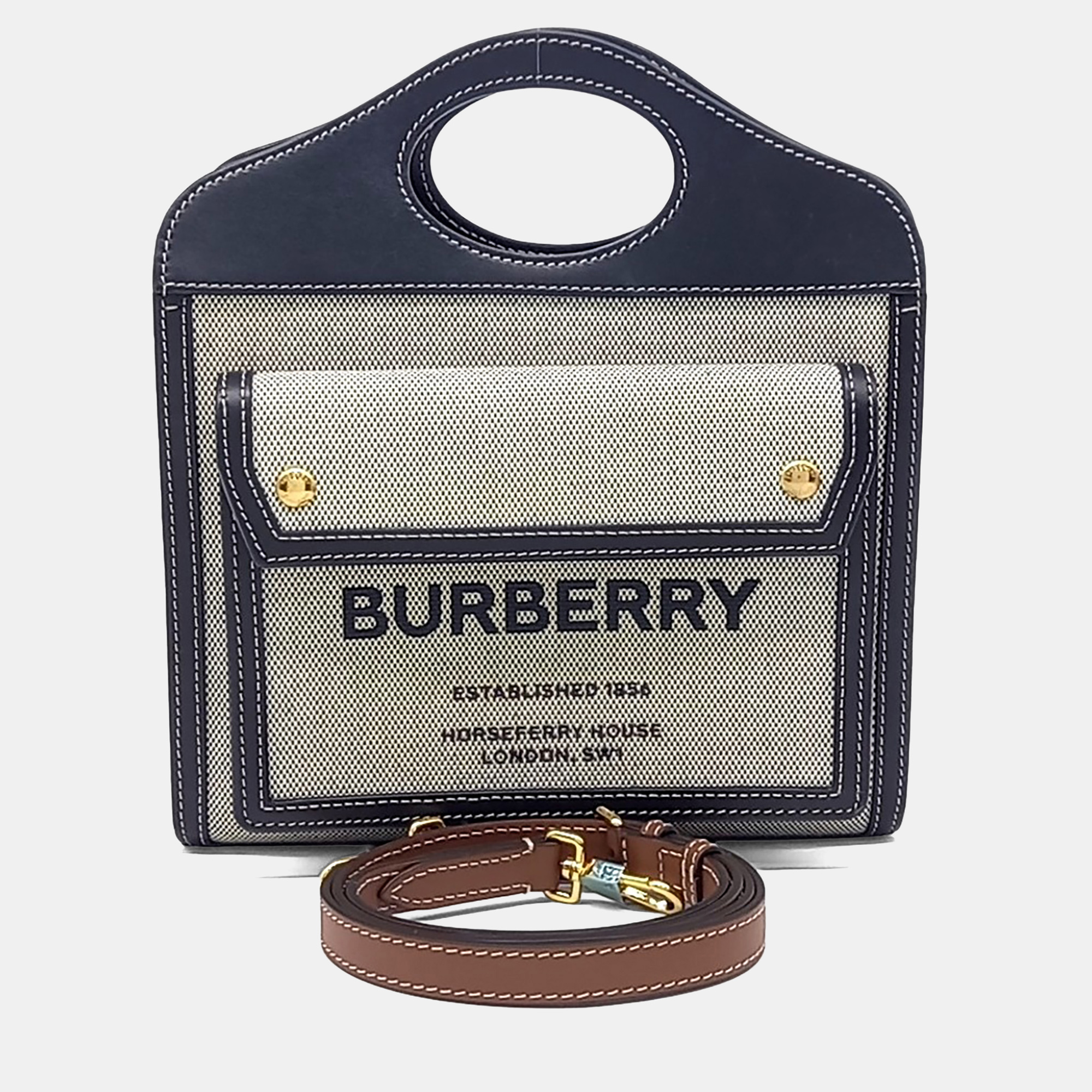 

Burberry Grey Canvas and Leather Pocket Bag Mini