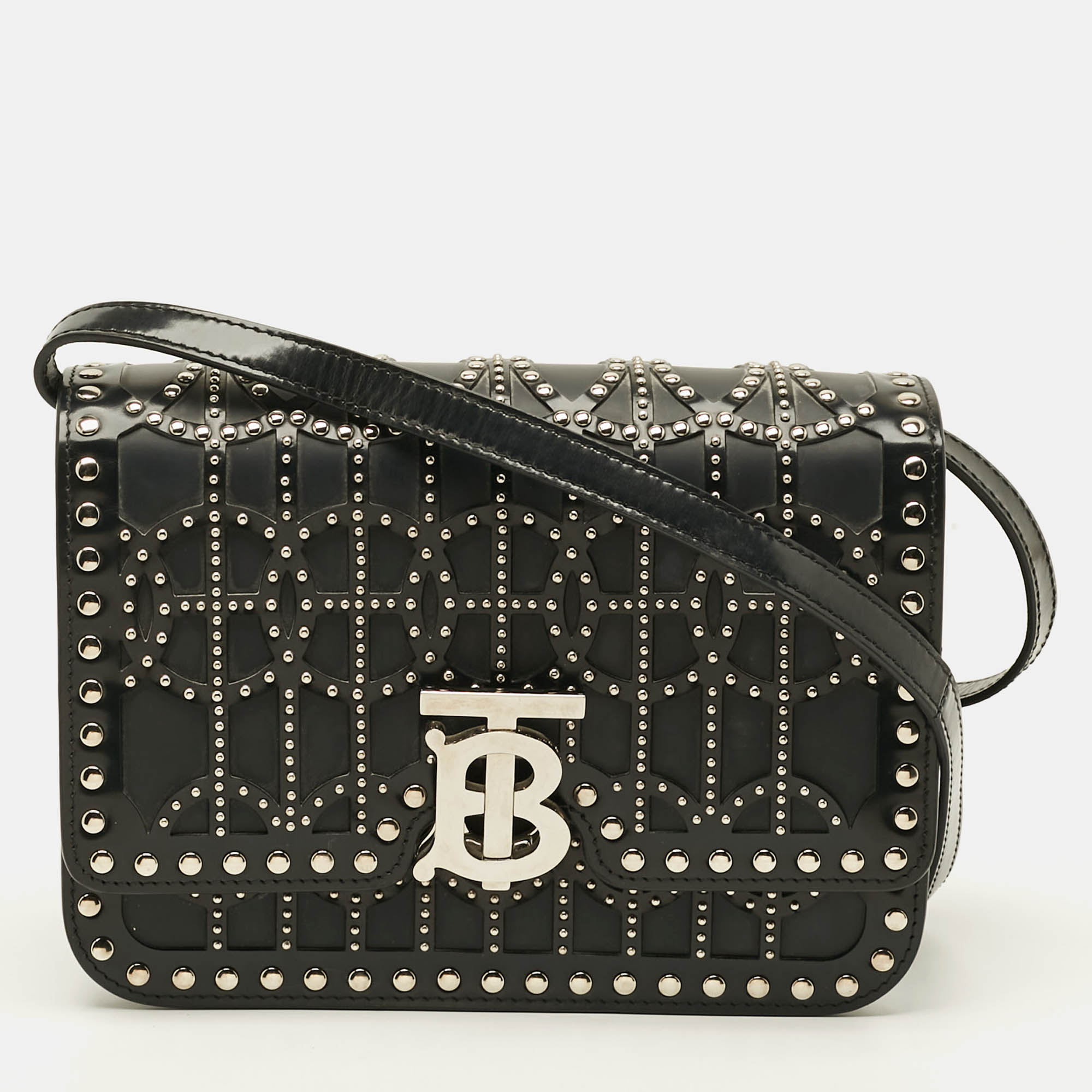 

Burberry TB Studded Ramadan Exclusive Small Black Leather Shoulder Bag