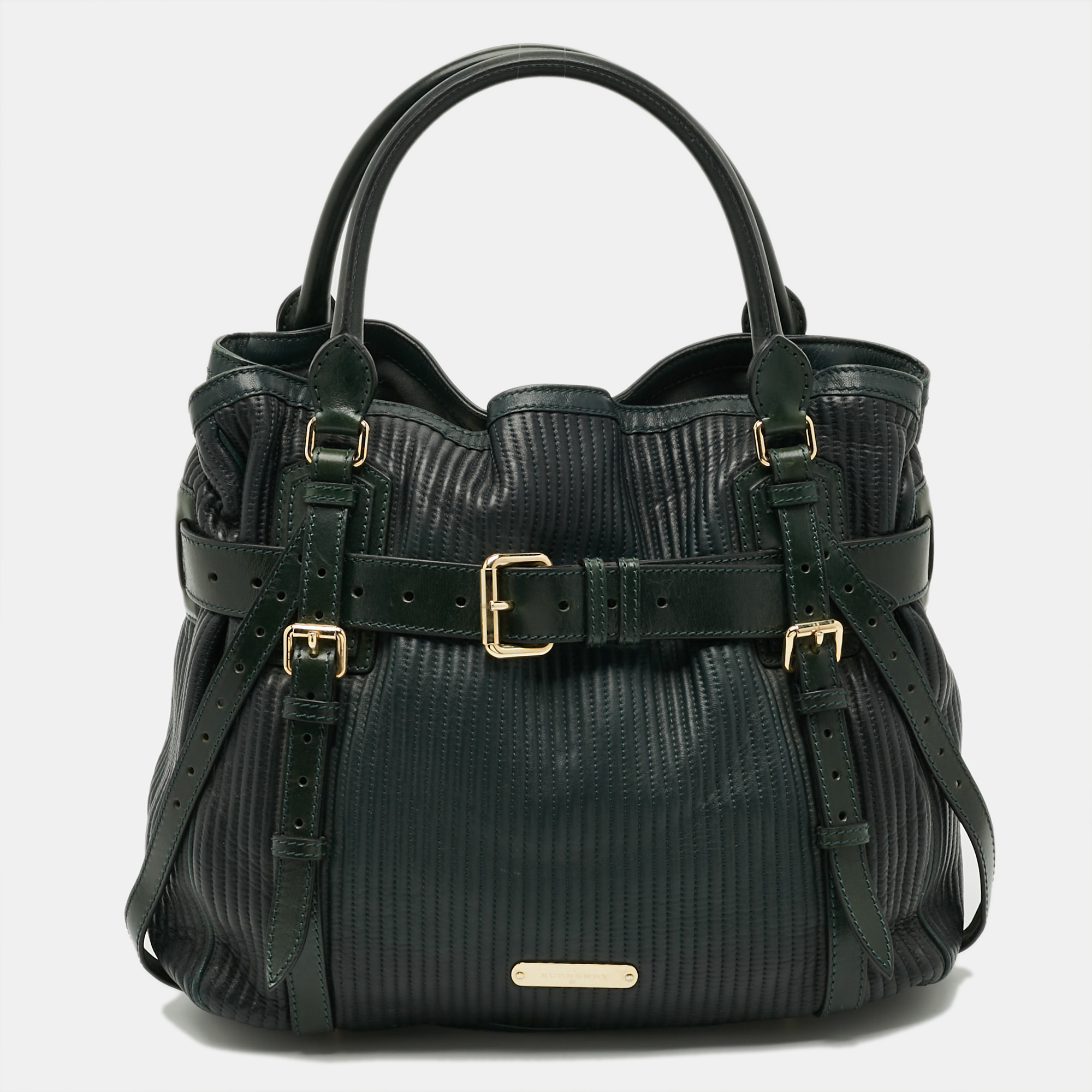

Burberry Belted Green Ombre Quilted Leather Tote