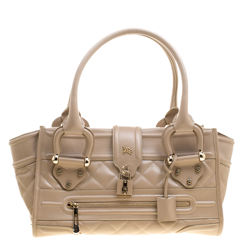 مملوكة مسبقًا Burberry Beige Quilted Leather Manor Satchel
