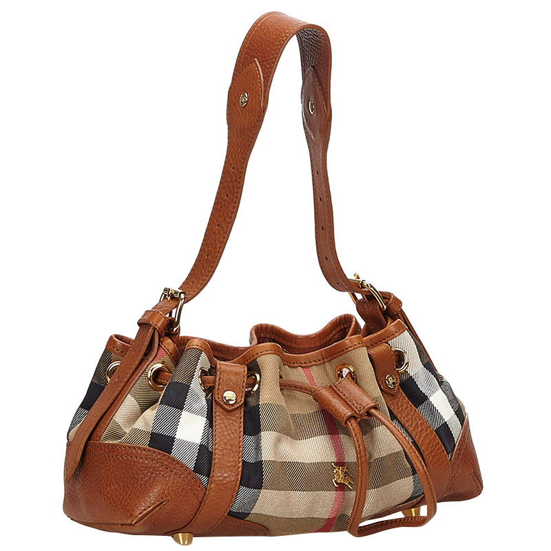 

Burberry Tan Check Canvas/Leather Shoulder Bag