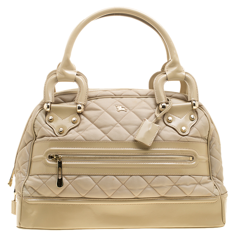 Burberry Beige Quilted Nylon and Leather Manor Satchel Burberry | TLC