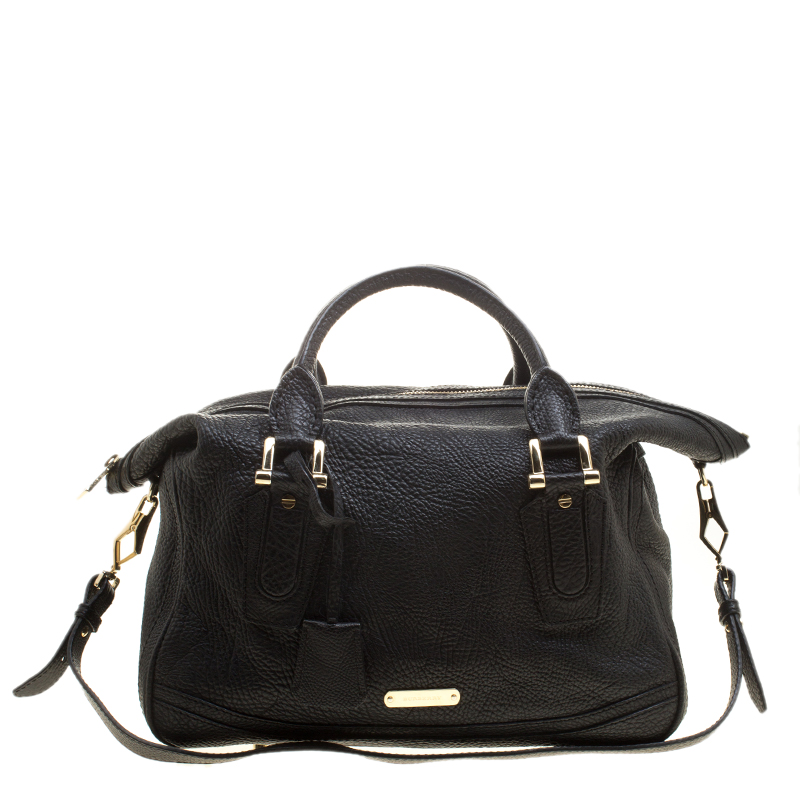 Burberry Black Pebbled Leather Kirley Satchel