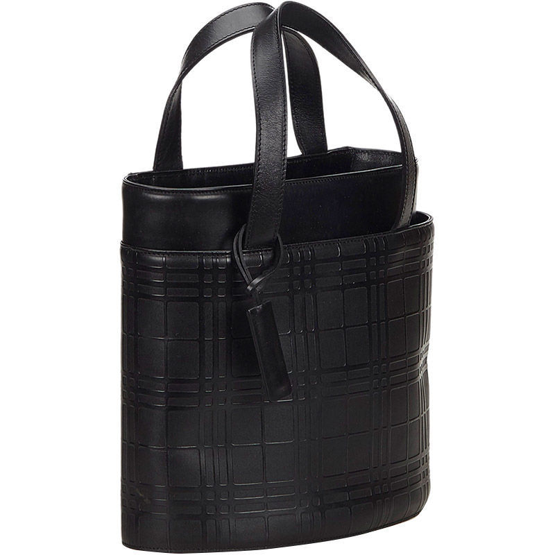 

Burberry Black Plaid Leather Bucket Bag