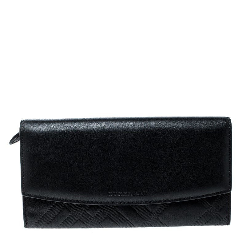 مملوكة مسبقًا Burberry Black Leather Continental Wallet