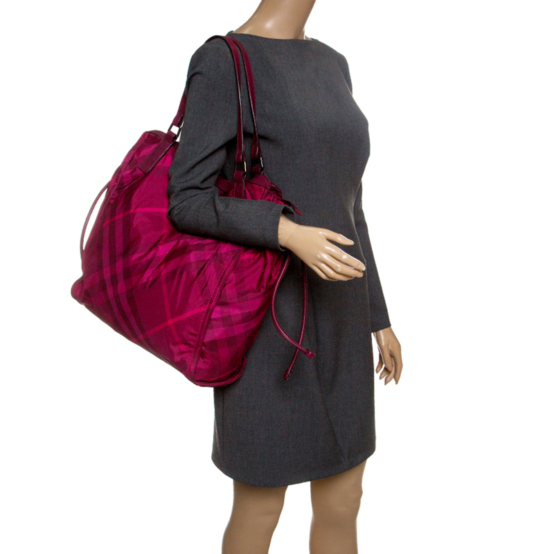 

Burberry Hot Pink Nova Check Nylon Tote