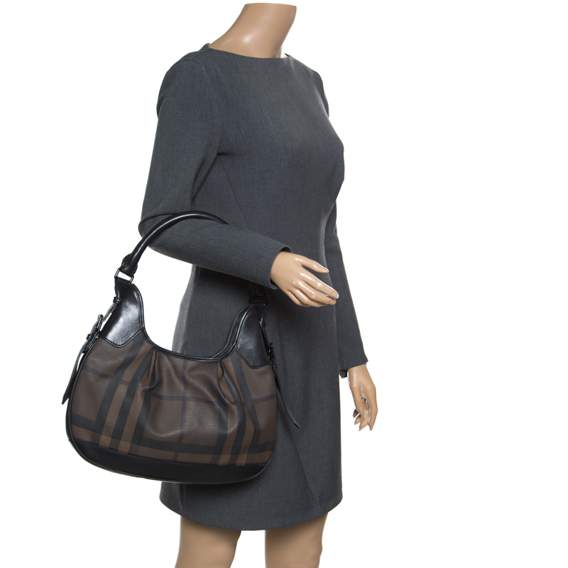 

Burberry Brown/Black Nova Check PVC and Leather  Brooklyn Hobo
