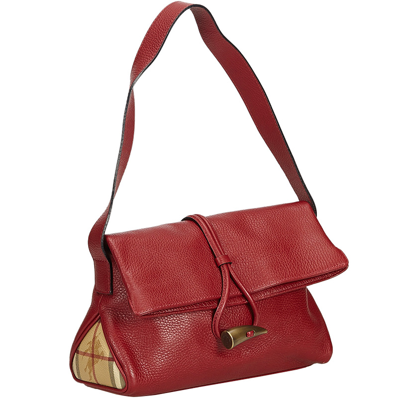 

Burberry Red Leather Horn Toggle Shoulder Bag