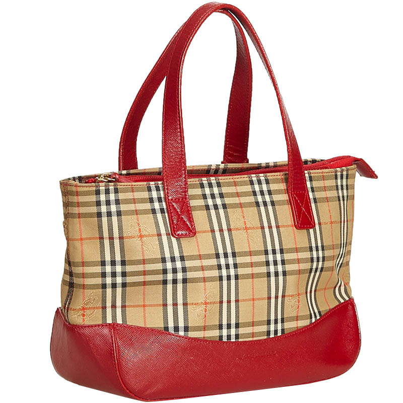 

Burberry Beige Brown Plaid Canvas Handbag
