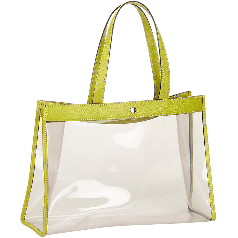 

Burberry White and Green Vinyl Tote Bag, Multicolor