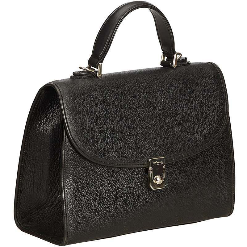

Burberry Black Leather Top Handle Bag