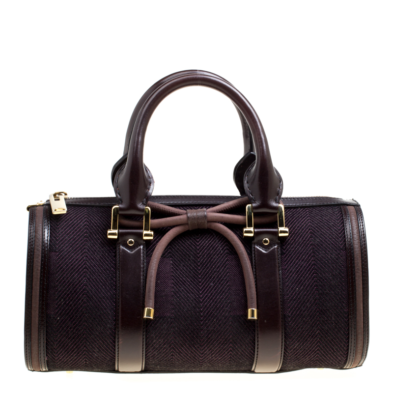 Burberry Purple Canvas and Leather Bow Duffle Bag Burberry TLC