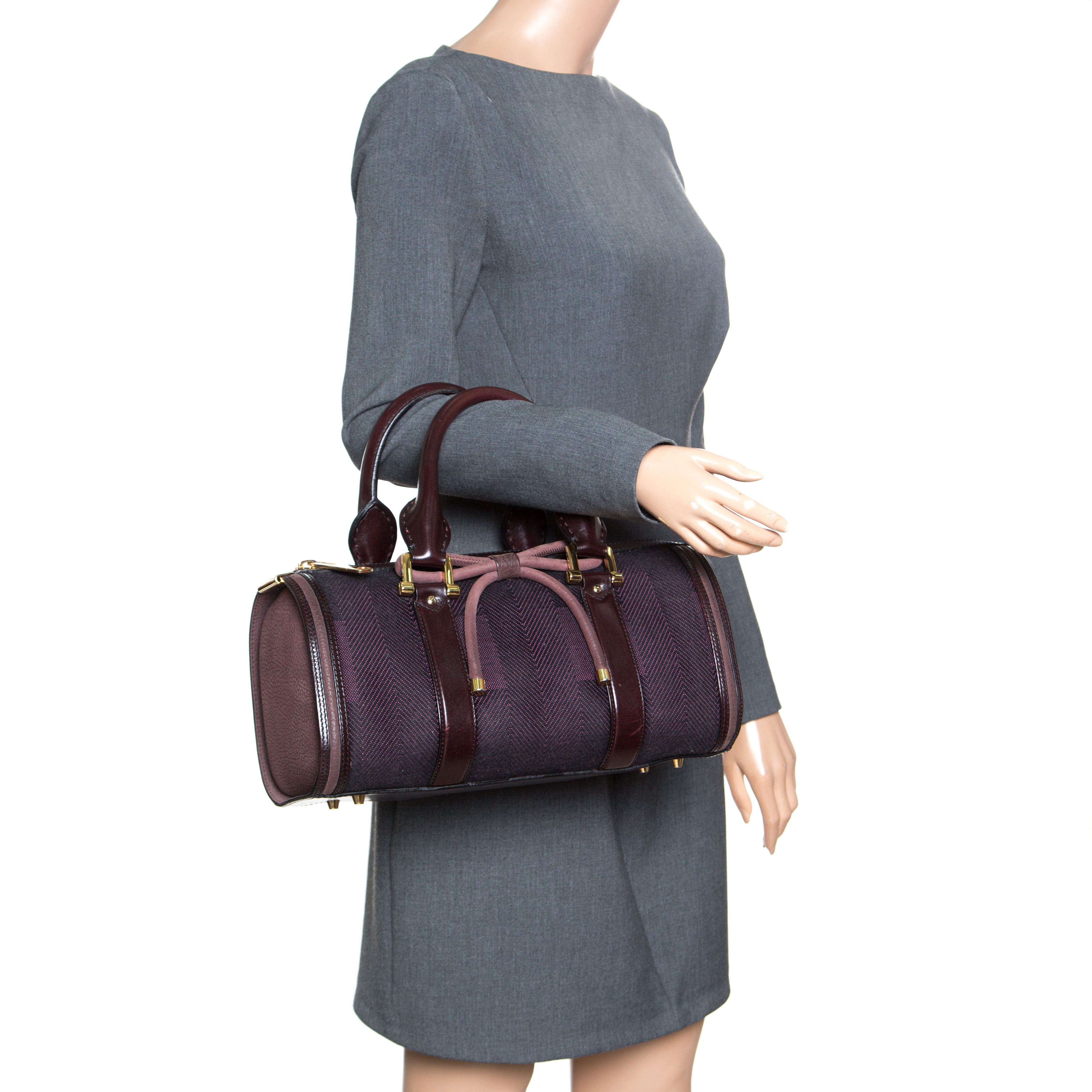 

Burberry Purple Canvas and Leather Bow Duffle Bag