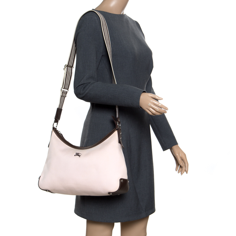 

Burberry Pink/Brown Canvas and Leather Crossbody Bag