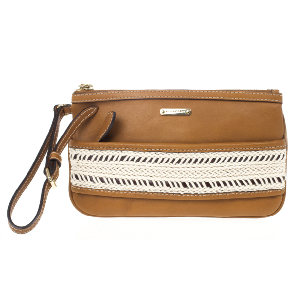 Pre Owned Burberry Calf Leather Rope Webbing Fuller Wristlet