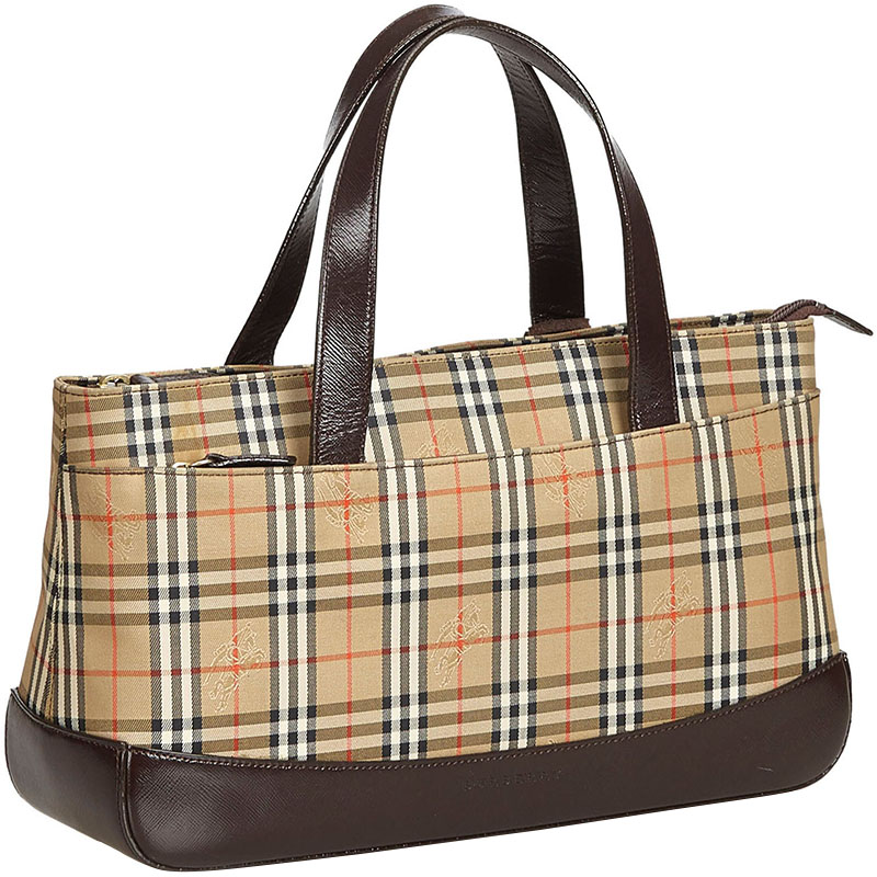 

Burberry Beige Brown Plaid Nylon Everyday Bag, Multicolor