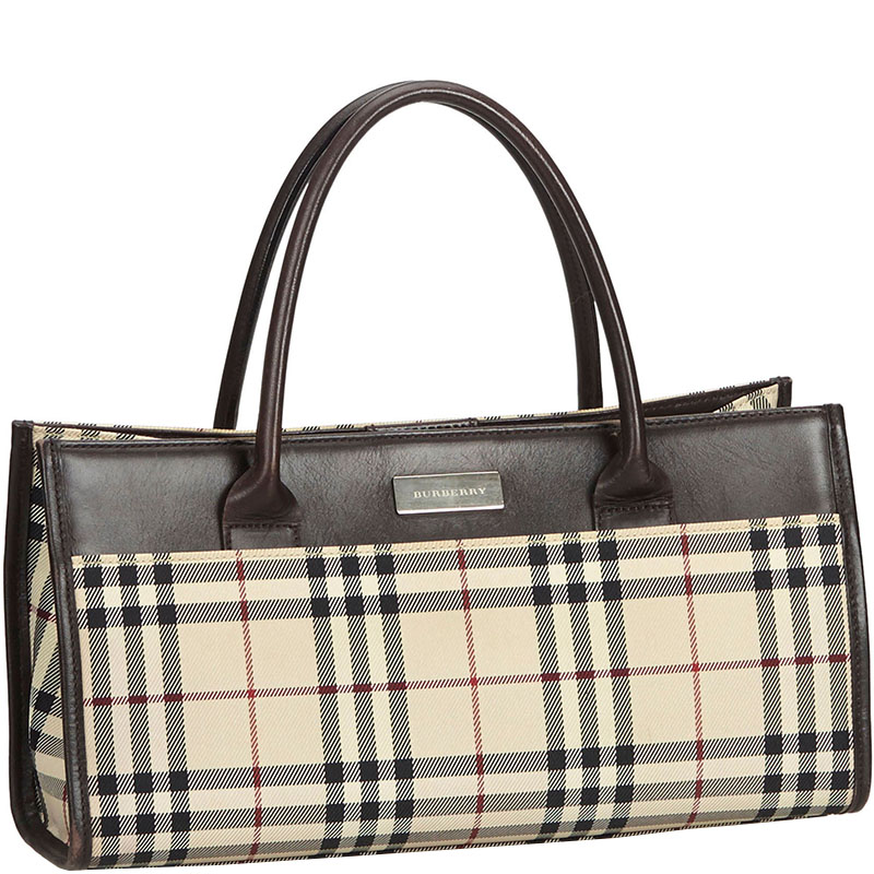 

Burberry Brown Plaid Coated Canvas Everyday Bag, Beige