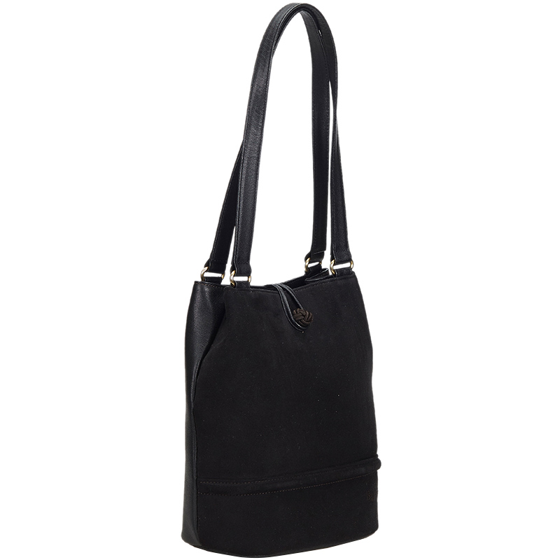 

Burberry Black Suede And Leather Bucket Hobo Bag