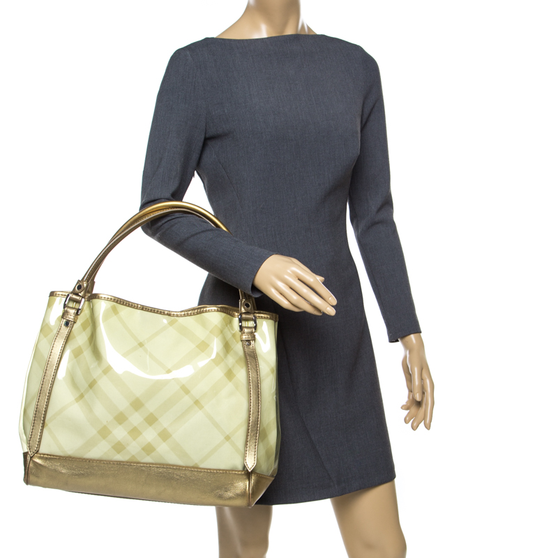 

Burberry Cream/Gold Nova Check PVC and Leather Tote
