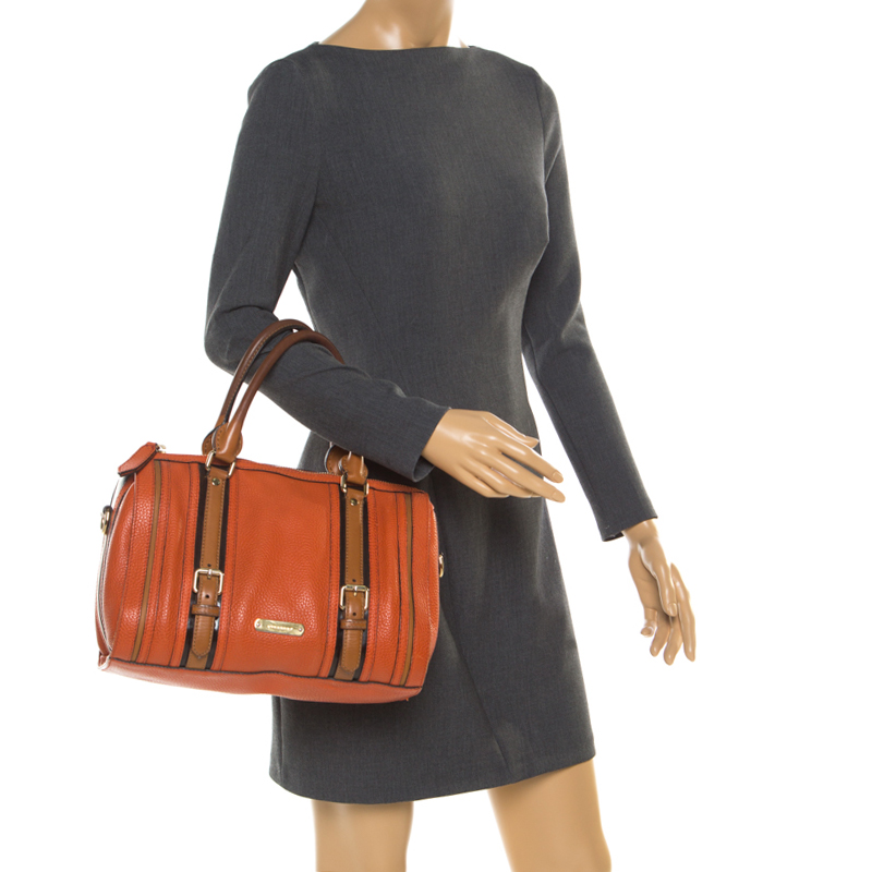 

Burberry Orange Leather Alchester Bowler Bag