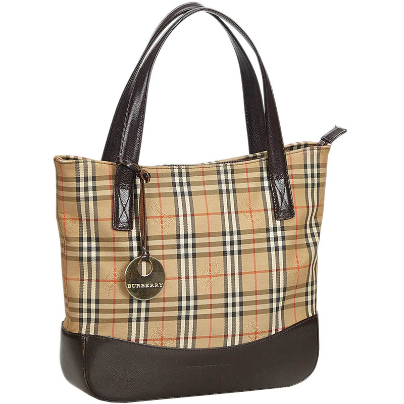 

Burberry Brown Plaid Canvas Everyday Bag, Beige