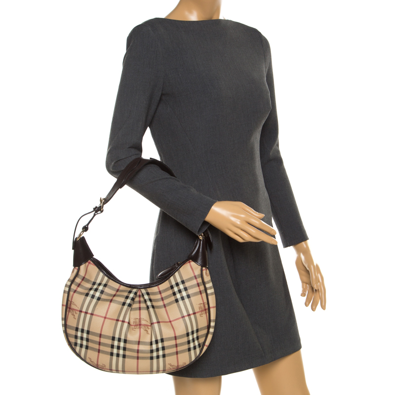 

Burberry Beige/Brown Haymarket Check PVC Hobo