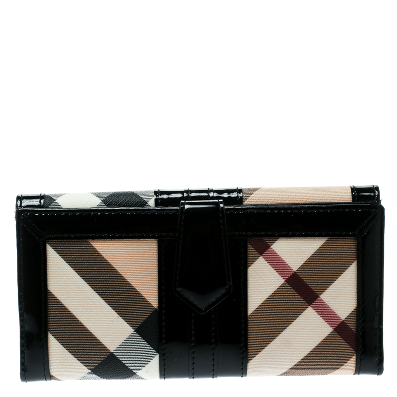 Burberry Black/Beige Nova Check PVC and Patent Leather Wallet