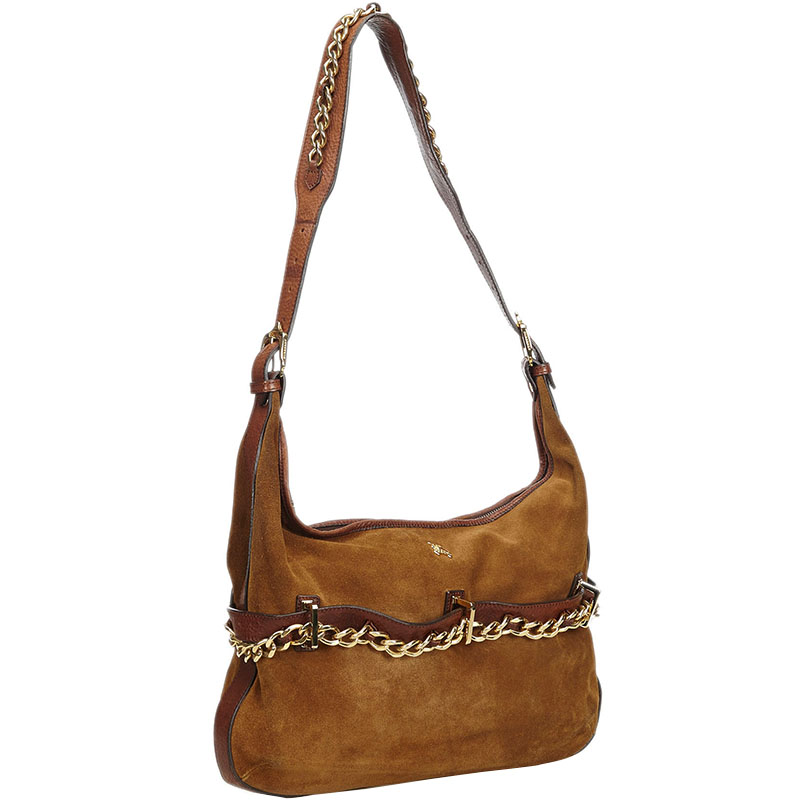 

Burberry Brown Leather Chain Hobo Bag